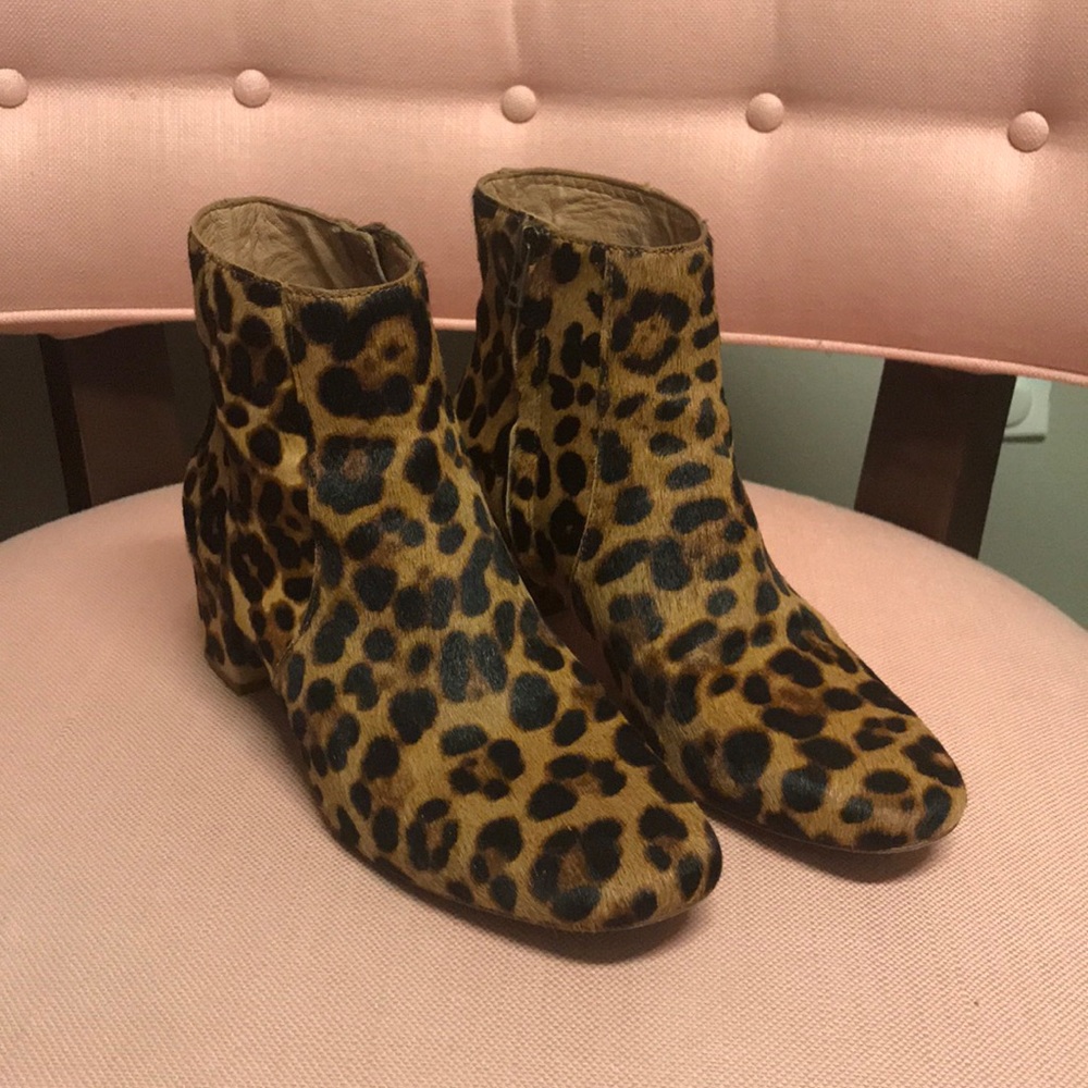 Free shipping Madewell calf hair leopard booties